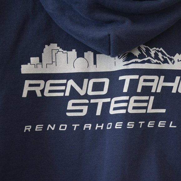 Men's Reno Tahoe Steel Hooded Zip-Up Navy Blue Sweatshirt Size L - Picture 6 of 11